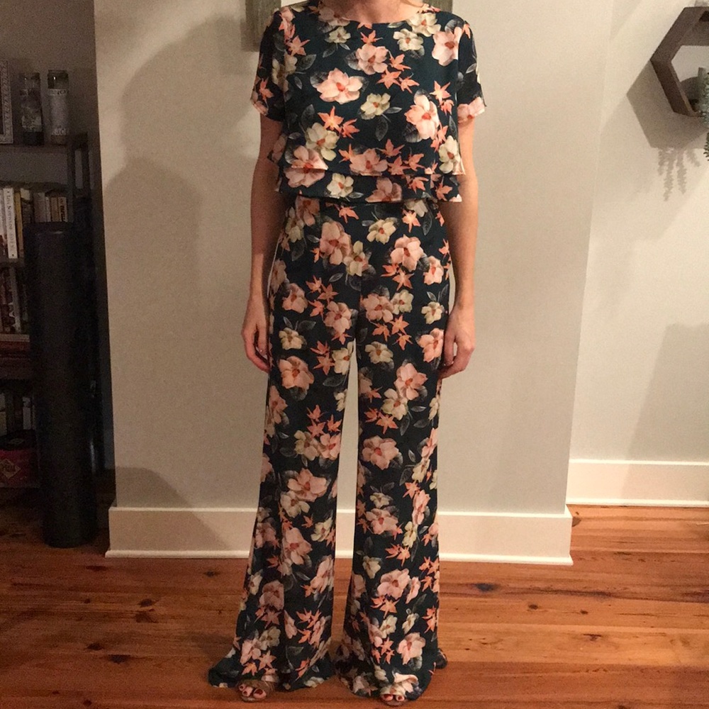 Emerald floral two piece Mumu set